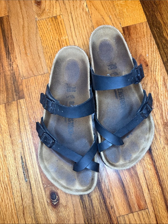 Birkenstock Shoes - Birkenstock Black Two-Strap Sandals with Toe Loop